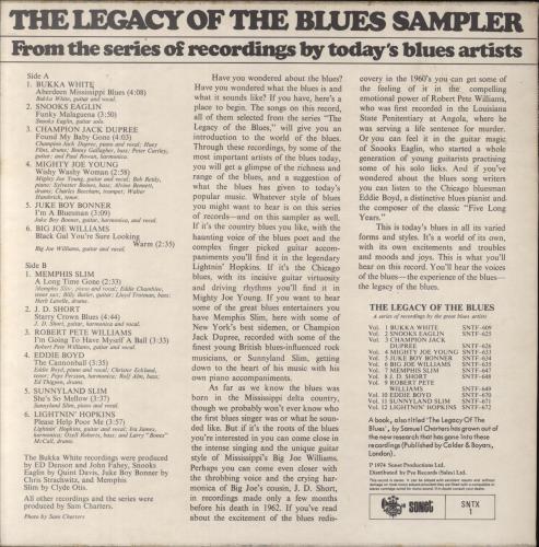 Various-Blues & Gospel The Legacy Of The Blues Sampler vinyl LP album (LP record) UK V-BLPTH332083