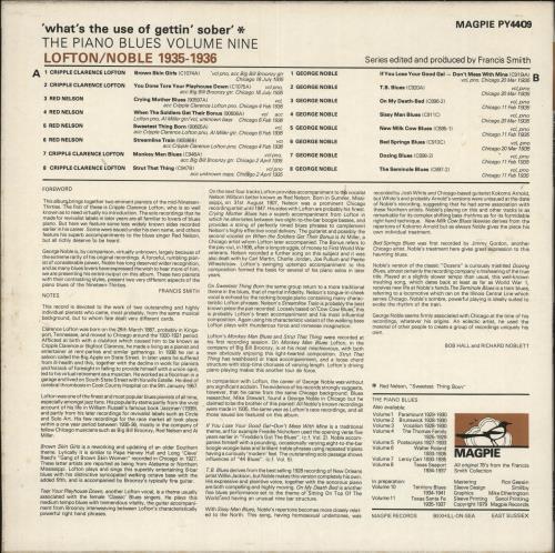 Various-Blues & Gospel What's The Use Of Gettin' Sober - Lofton/Noble 1935-1936 vinyl LP album (LP record) UK V-BLPWH744085