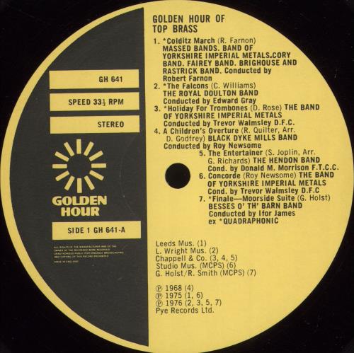 Various-Brass Bands Golden Hour Of Top Brass vinyl LP album (LP record) UK VB8LPGO704176