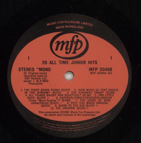 Various-Childrens 20 All Time Junior Hits vinyl LP album (LP record) UK VC0LPAL579295