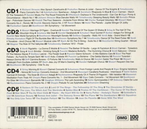 Various-Classical & Orchestral 100 Hits Classical 5-CD album set UK VAF5CHI869947