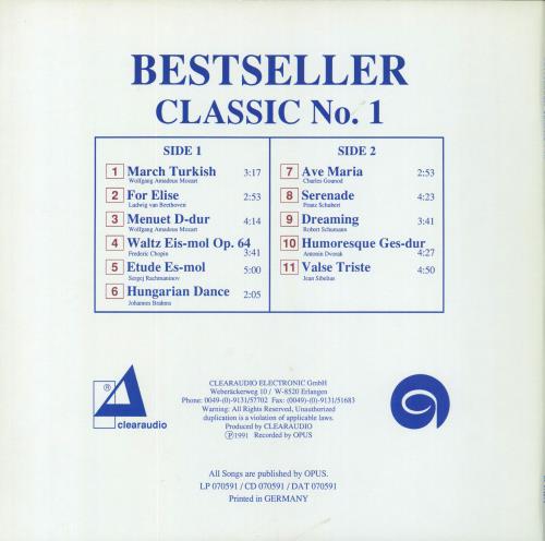 Various-Classical & Orchestral Bestseller Classic No. 1 Clearaudio Opus vinyl LP album (LP record) German VAFLPBE804970