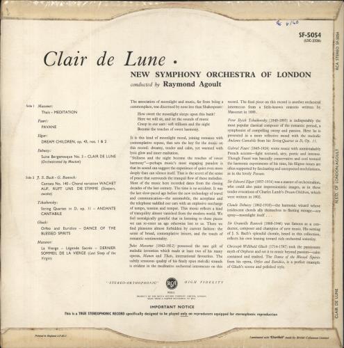 Various-Classical & Orchestral Clair De Lune vinyl LP album (LP record) UK VAFLPCL836740