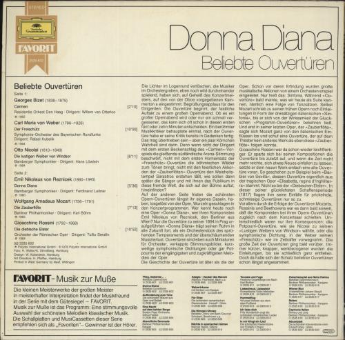 Various-Classical & Orchestral Donna Diana - Beliebte Ouvert�ren vinyl LP album (LP record) German VAFLPDO865209