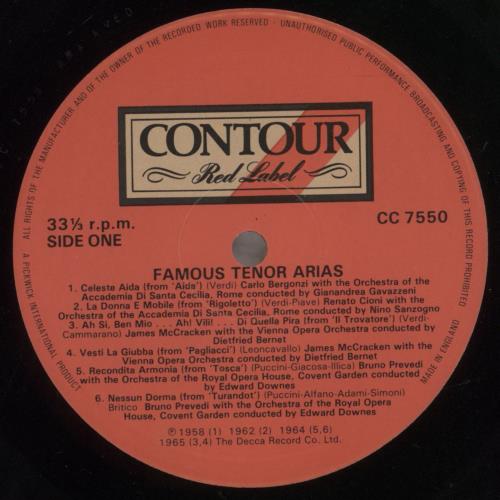 Various-Classical & Orchestral Famous Tenor Arias vinyl LP album (LP record) UK VAFLPFA857263