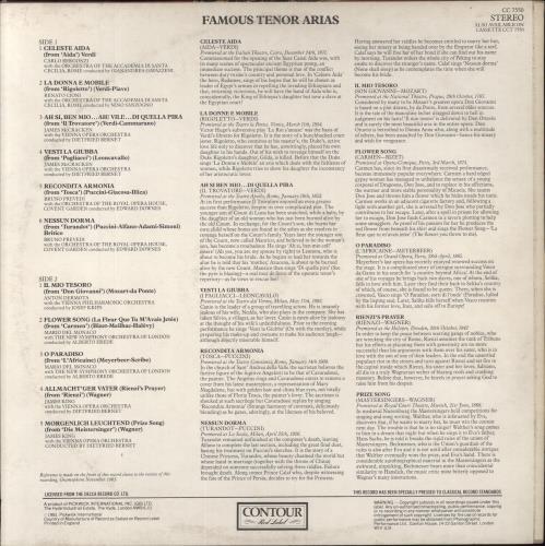 Various-Classical & Orchestral Famous Tenor Arias vinyl LP album (LP record) UK VAFLPFA857263
