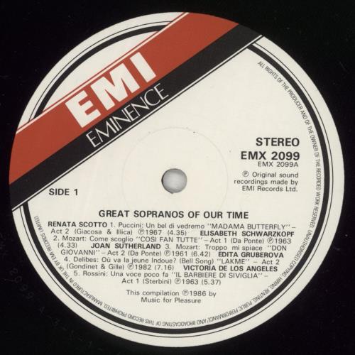 Various-Classical & Orchestral Great Sopranos Of Our Time vinyl LP album (LP record) UK VAFLPGR880133