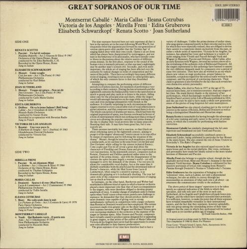Various-Classical & Orchestral Great Sopranos Of Our Time vinyl LP album (LP record) UK VAFLPGR880133