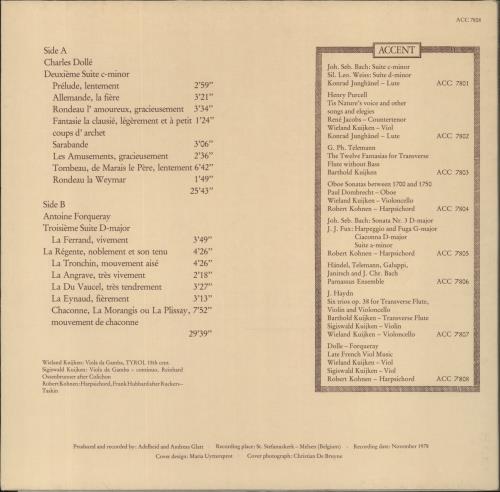 Various-Classical & Orchestral Late French Viol Music vinyl LP album (LP record) Belgian VAFLPLA860627