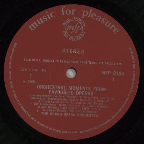 Various-Classical & Orchestral Orchestral Moments From Favourite Operas vinyl LP album (LP record) UK VAFLPOR767386