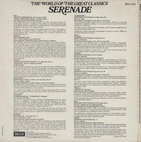 Various-Classical & Orchestral Serenade vinyl LP album (LP record) UK VAFLPSE757532
