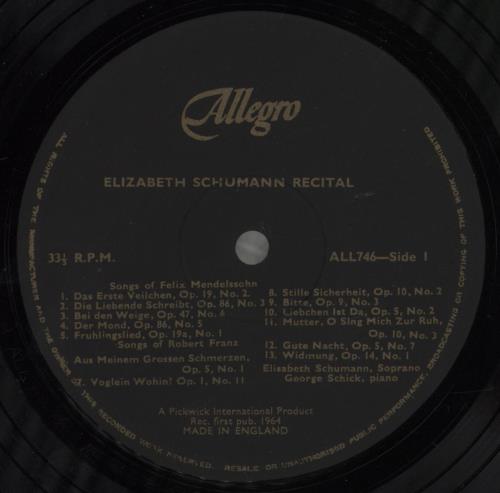 Various-Classical & Orchestral Songs Of Felix Mendelssohn Robert Franz And Hugo Wolf vinyl LP album (LP record) UK VAFLPSO669851