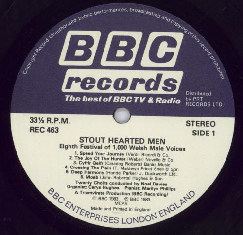 Various-Classical & Orchestral Stout-Hearted Men - Eighth Festival Of 1000 Welsh Male Voices vinyl LP album (LP record) UK VAFLPST831773