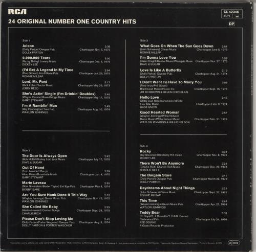 Various-Country 24 Original Number One Country Hits 2-LP vinyl record set (Double LP Album) German CVA2LOR723962