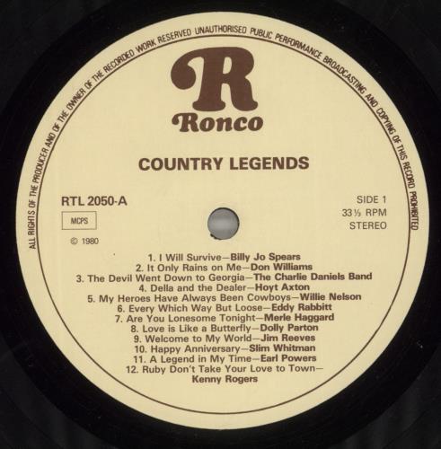 Various-Country Country Legends vinyl LP album (LP record) UK CVALPCO733218