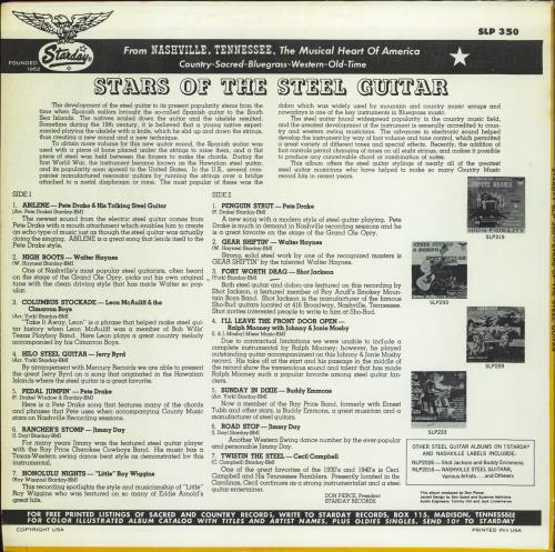 Various-Country Stars Of The Steel Guitar vinyl LP album (LP record) US CVALPST770286