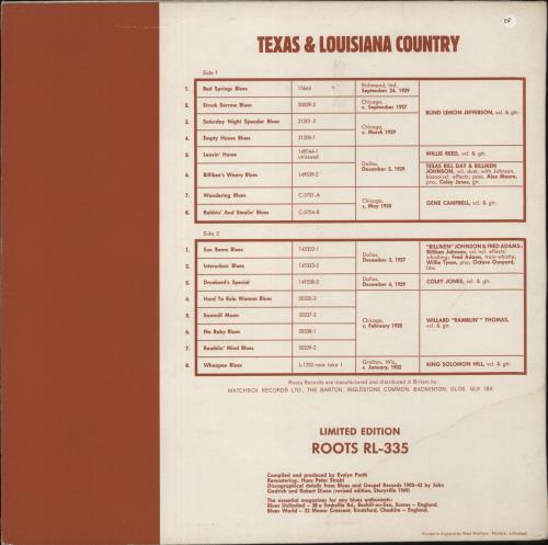 Various-Country Texas & Louisiana Country vinyl LP album (LP record) UK CVALPTE877675