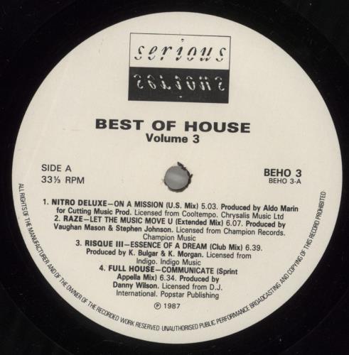 Various-Dance Best Of House Volume 3 vinyl LP album (LP record) UK D.VLPBE886407