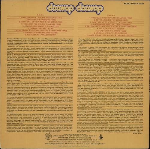 Various-Doo-Wop & Vocal Doowop Doowop vinyl LP album (LP record) UK VGTLPDO882289