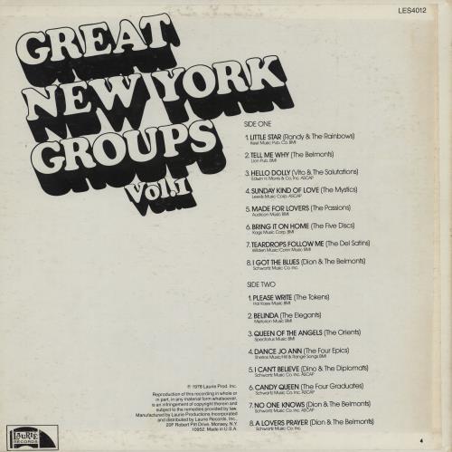 Various-Doo-Wop & Vocal Great New York Groups Vol.1 vinyl LP album (LP record) US VGTLPGR756601