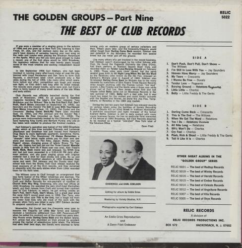 Various-Doo-Wop & Vocal The Best Of Club Records vinyl LP album (LP record) US VGTLPTH756327