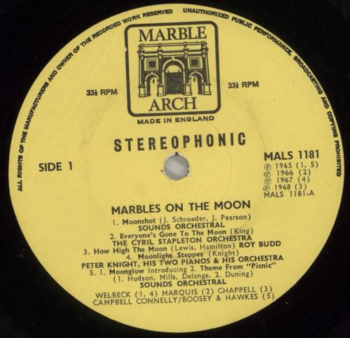 Various-Easy Listening Marbles On The Moon vinyl LP album (LP record) UK VLELPMA868005
