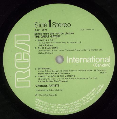 Various-Film, Radio, Theatre & TV Music From The Great Gatsby vinyl LP album (LP record) UK FVALPMU701555