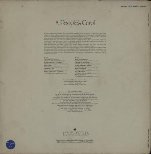 Various-Folk A People's Carol vinyl LP album (LP record) UK V-FLPAP543042