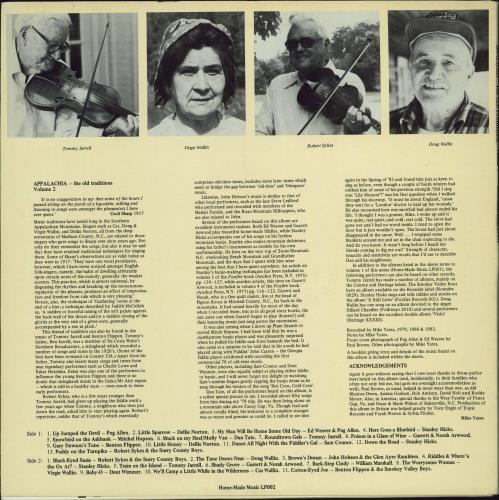 Various-Folk Appalachia - The Old Traditions - Volume 2 vinyl LP album (LP record) UK V-FLPAP776404