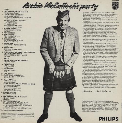 Various-Folk Archie McCulloch's Party vinyl LP album (LP record) UK V-FLPAR761908