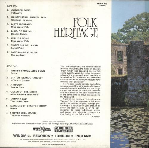 Various-Folk Folk Heritage vinyl LP album (LP record) UK V-FLPFO691996