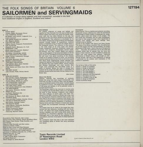 Various-Folk Sailormen And Servingmaids vinyl LP album (LP record) UK V-FLPSA751455