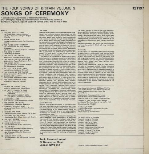 Various-Folk Songs Of Ceremony vinyl LP album (LP record) UK V-FLPSO751456