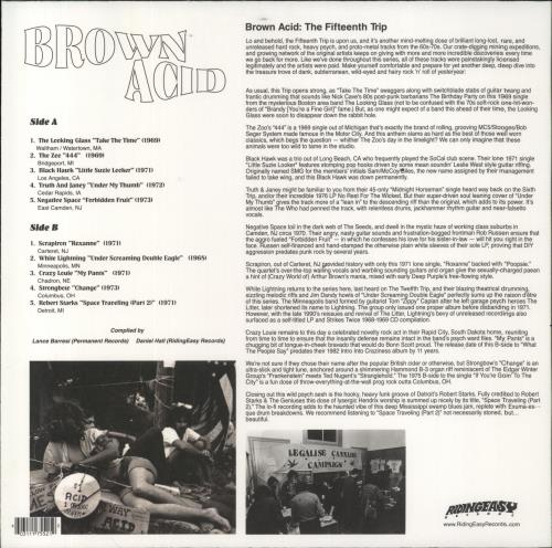 Various-Garage Psych Brown Acid: The Fifteenth Trip (Heavy Rock From The Underground Comedown) vinyl LP album (LP record) US 7I7LPBR856751