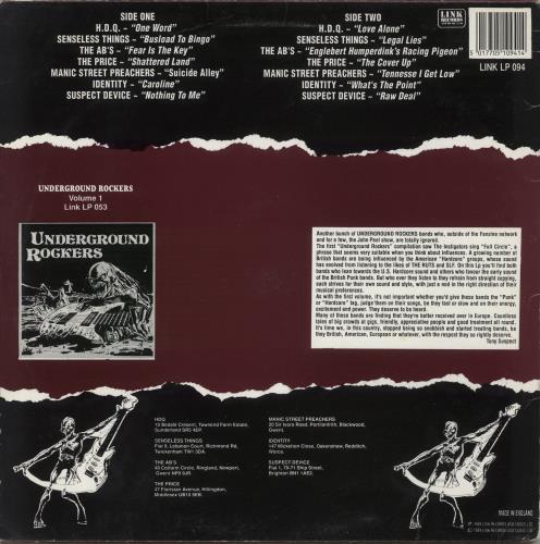 Various-Indie Underground Rockers Volume 2 - VG vinyl LP album (LP record) UK I-VLPUN870024