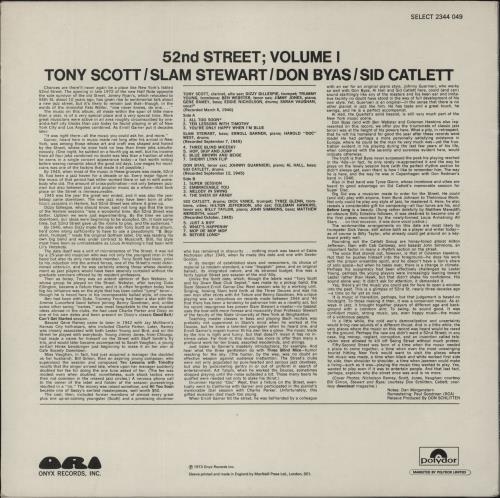 Various-Jazz 52nd Street; Volume 1 vinyl LP album (LP record) UK V-JLPND678280