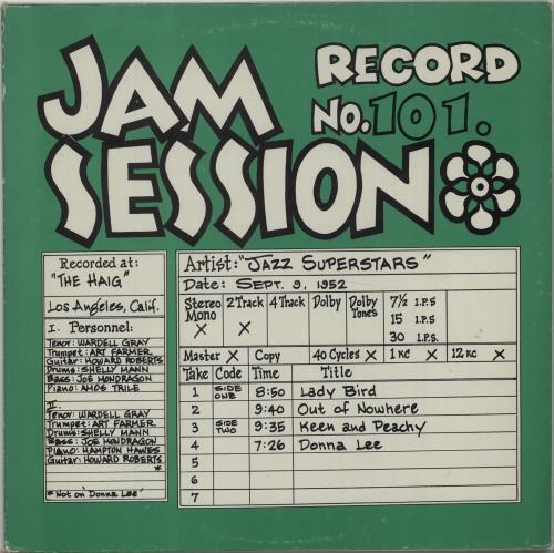 Various-Jazz Jam Session Record No. 101 vinyl LP album (LP record) US V-JLPJA675005