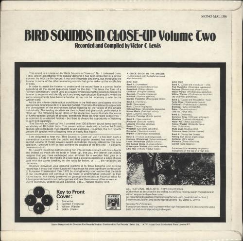 Various-Nature, Birds, Whales & Wildlife Bird Sounds In Close-Up Volume Two vinyl LP album (LP record) UK XAULPBI721028