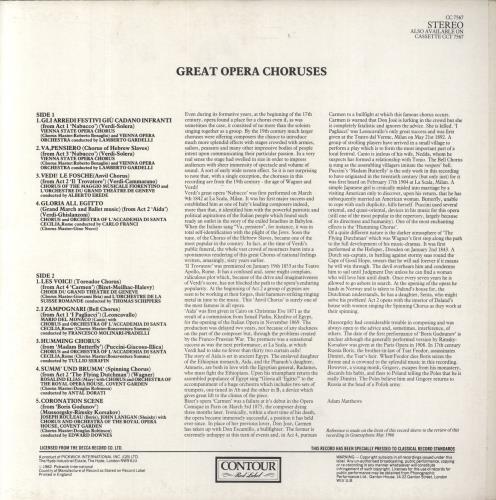 Various-Opera Great Opera Choruses vinyl LP album (LP record) UK VC8LPGR685722
