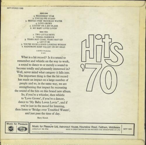 Various-Pop Hits '70 vinyl LP album (LP record) UK 7VALPHI489866
