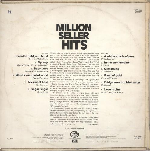Various-Pop Million Seller Hits vinyl LP album (LP record) UK 7VALPMI735392