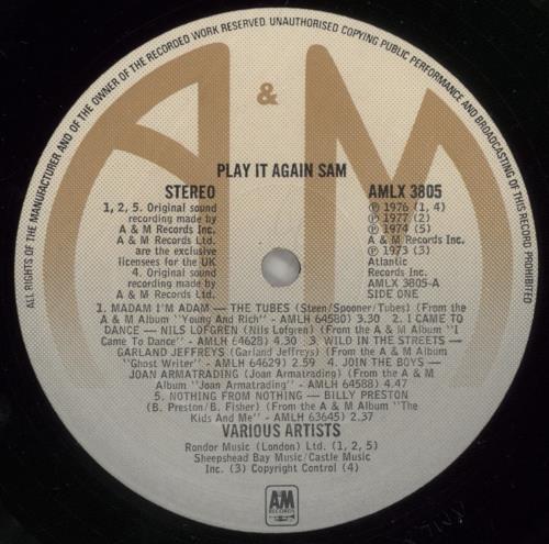Various-Pop Play It Again Sam vinyl LP album (LP record) UK 7VALPPL294669