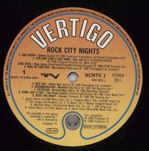 Various-Pop Rock City Nights vinyl LP album (LP record) UK 7VALPRO519869