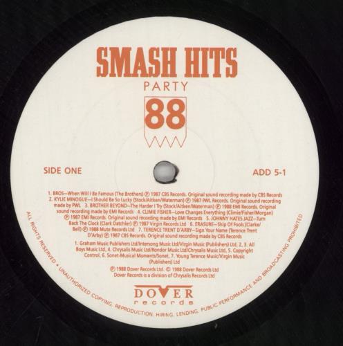 Various-Pop Smash Hits Party 88 2-LP vinyl record set (Double LP Album) UK 7VA2LSM575148