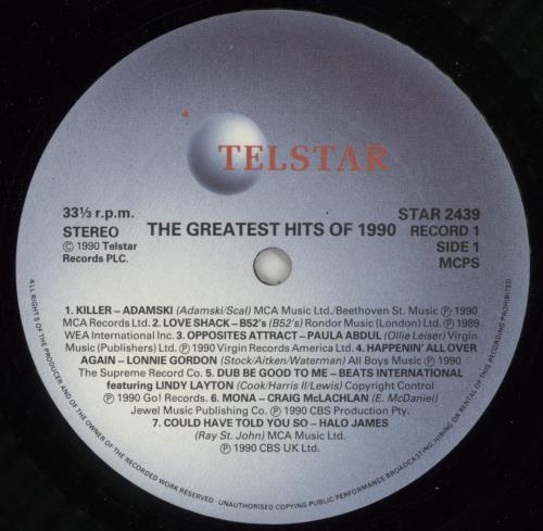 Various-Pop The Greatest Hits Of 1990 2-LP vinyl record set (Double LP Album) UK 7VA2LTH592804