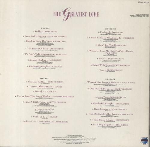 Various-Pop The Greatest Love 2-LP vinyl record set (Double LP Album) UK 7VA2LTH605983