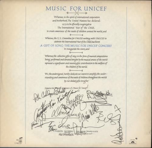 Various-Pop The Music For Unicef Concert / A Gift Of Song vinyl LP album (LP record) Canadian 7VALPTH103965