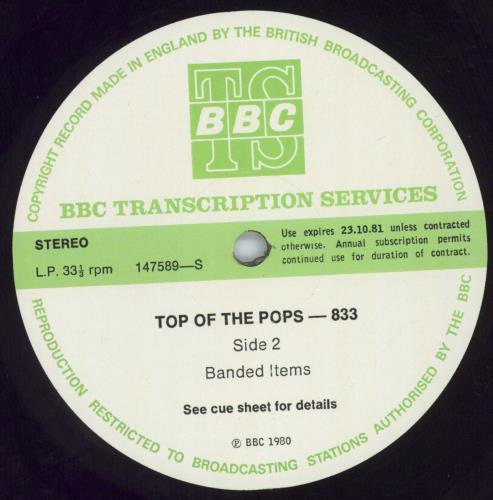 Various-Pop Top Of The Pops 833 vinyl LP album (LP record) UK 7VALPTO820083