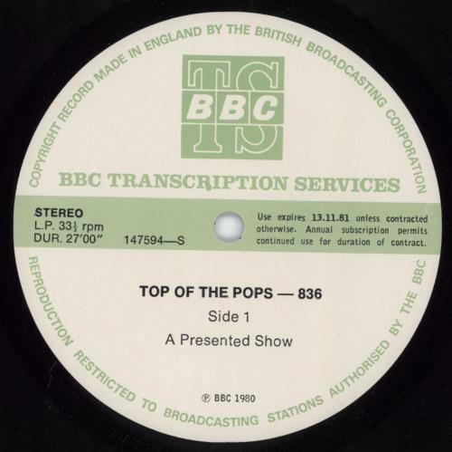 Various-Pop Top Of The Pops 836 vinyl LP album (LP record) UK 7VALPTO798990