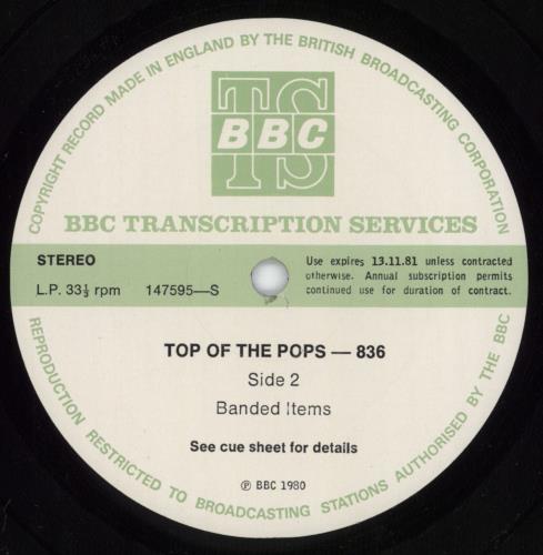 Various-Pop Top Of The Pops 836 vinyl LP album (LP record) UK 7VALPTO798990